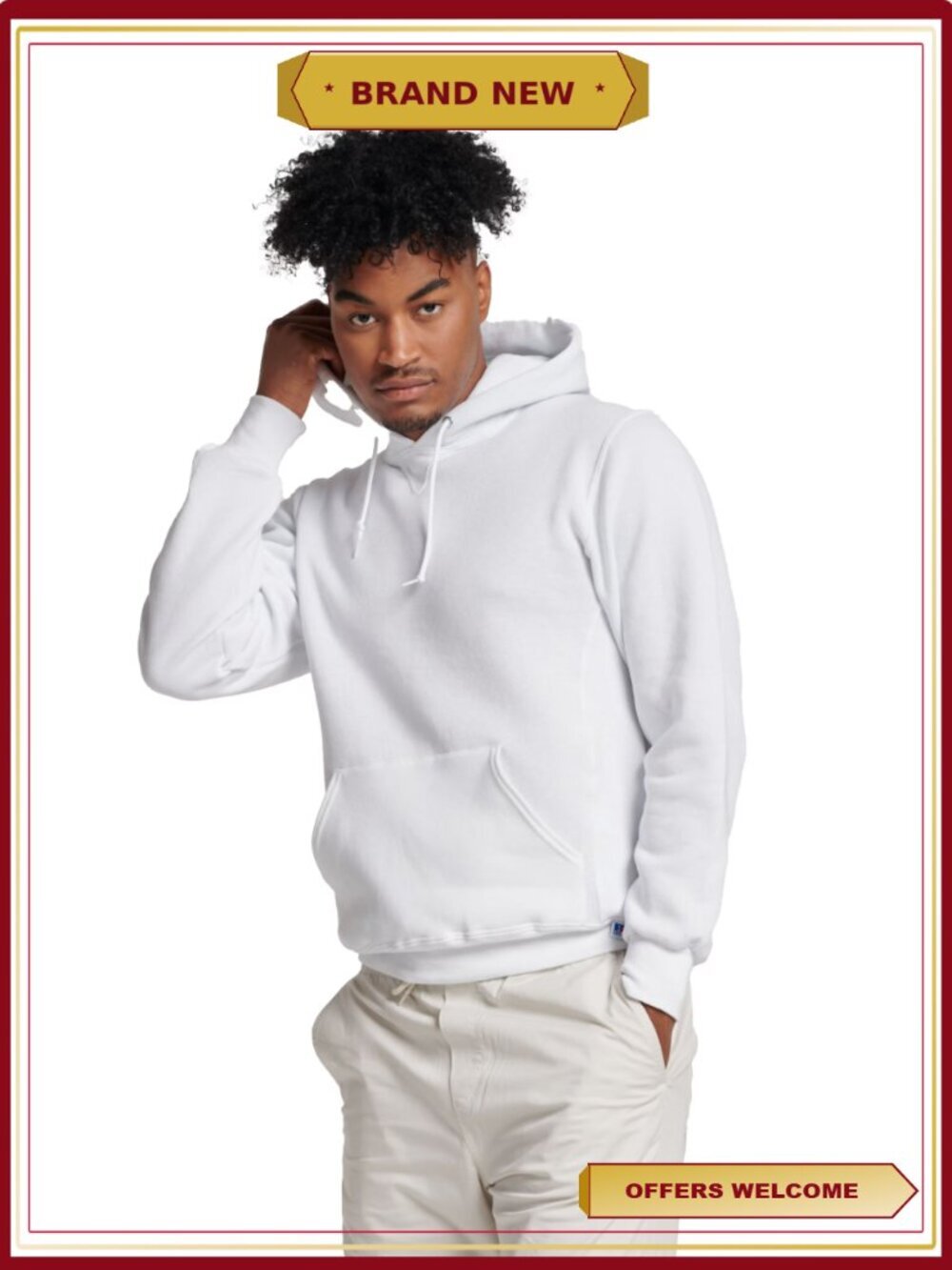 Men's Fleece Hoodie Sweatshirt - Moisture Wicking, Cotton Blend